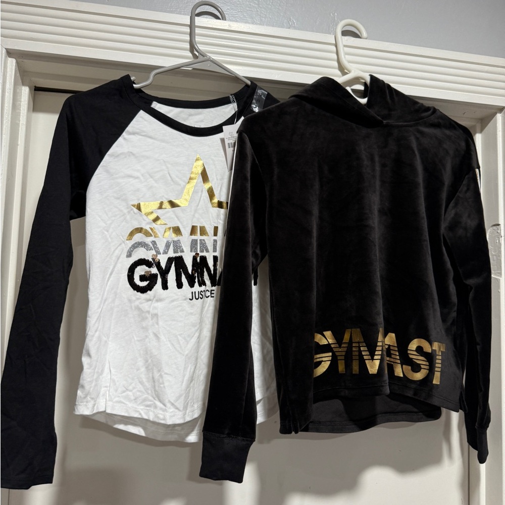 Justice Black Sweater and White Long Sleeve Set